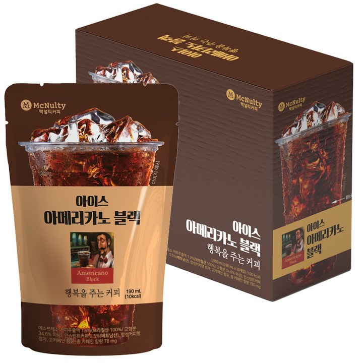 맥널티커피 아이스 아메리카노 블랙, 190ml, 10개