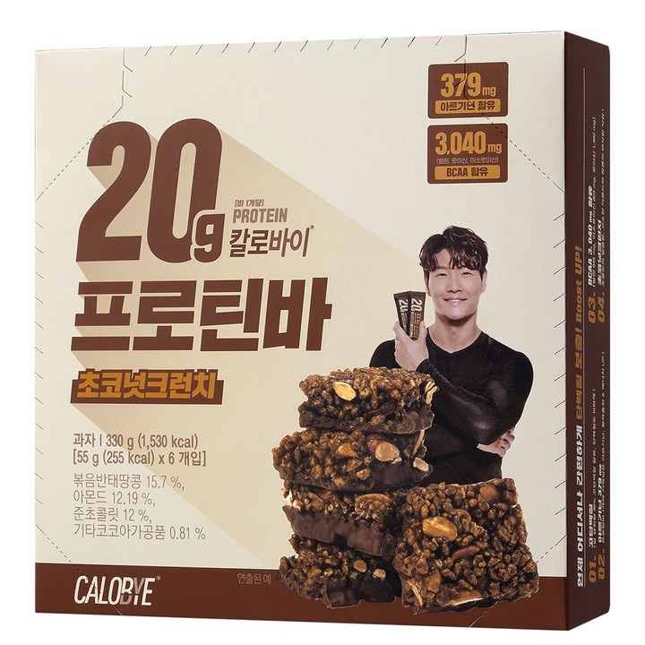 칼로바이 프로틴바 초코넛크런치 고단백 간식 단백질 에너지바 랜덤발송, 2개, 330g