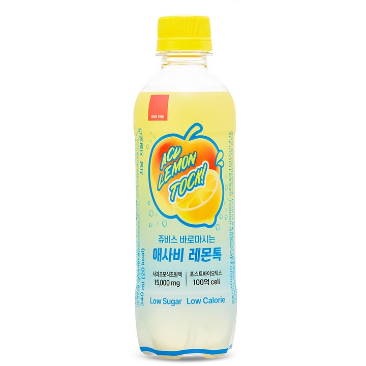 JUVIS 바로마시는 애사비 레몬톡 스파클링 탄산음료, 6개, 340ml