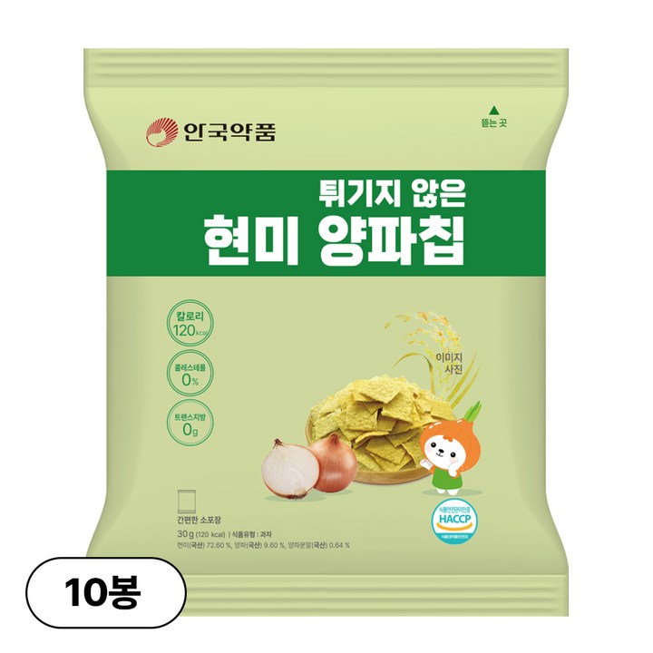 안국약품 튀기지 않은 현미 양파칩, 10개, 30g