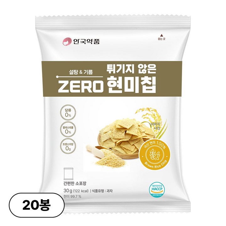 안국약품 튀기지 않은 ZERO 현미칩, 20개, 30g