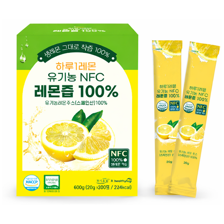 하루 1레몬 유기농 NFC 레몬즙 원액 100% 스틱 30포, 600g