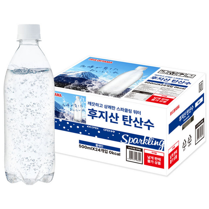 아이리스 후지산 탄산수 플레인 무라벨, 500ml, 24개