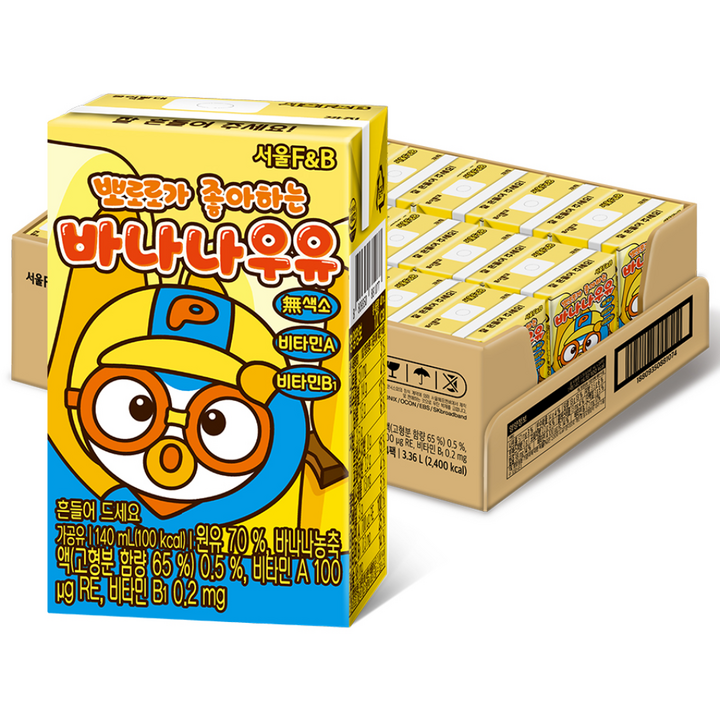 서울에프엔비 뽀로로가 좋아하는 바나나우유, 바나나맛, 140ml, 24개