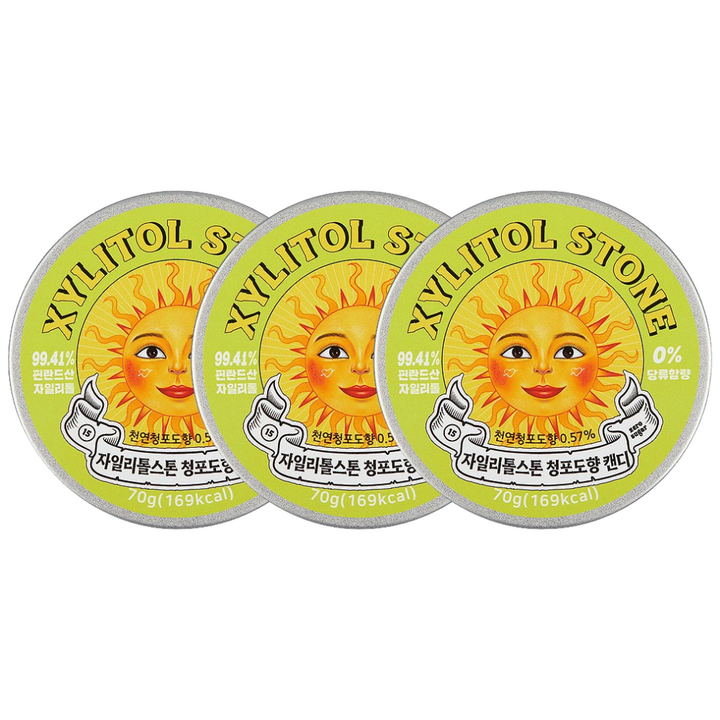 자일리톨스톤 캔디 청포도, 70g, 3개