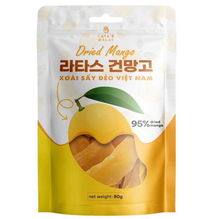 베트남 라타스 달랏 직수입 건망고 슬라이스 망고햠량 95%, 80g, 5개