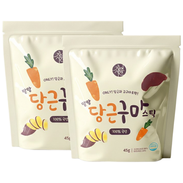 당근구마스틱 말랑 촉촉 당근 고구마 자연시간 HACCP 인증 건강간식, 5개, 45g