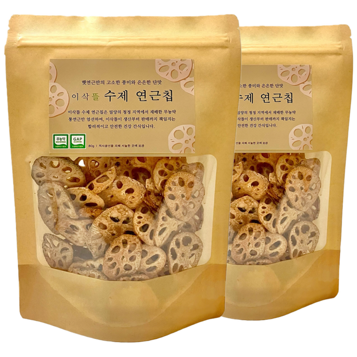 GAP/무농약 인증 100% 국내산 이삭뜰 수제 연근칩 9 800원, 80g, 2개