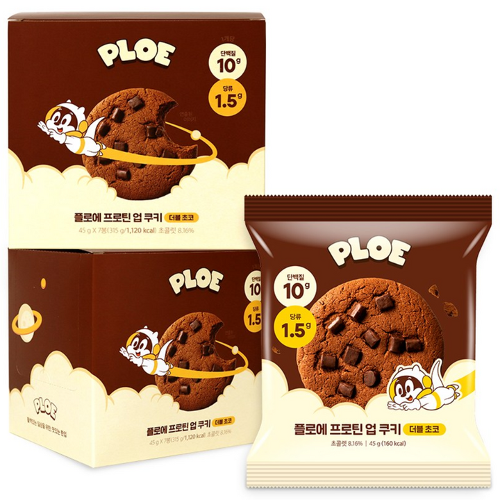 [당 1g대] 플로에 프로틴업 단백질 쿠키 더블초코, 1박스, 315g