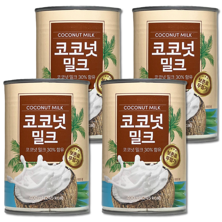 코코온 코코넛밀크 (요리용), 4개, 400ml