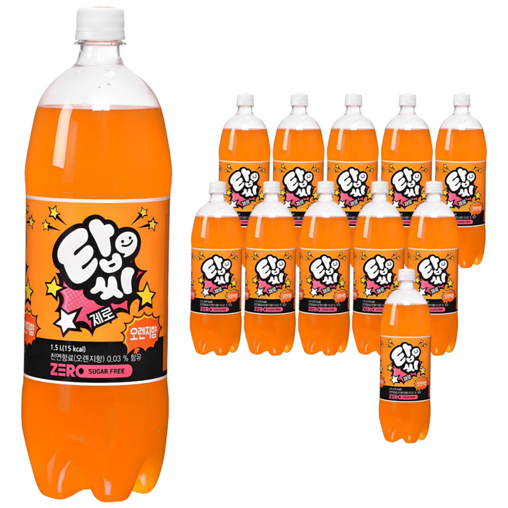 탑씨 제로 오렌지 탄산음료, 1.5L, 12개