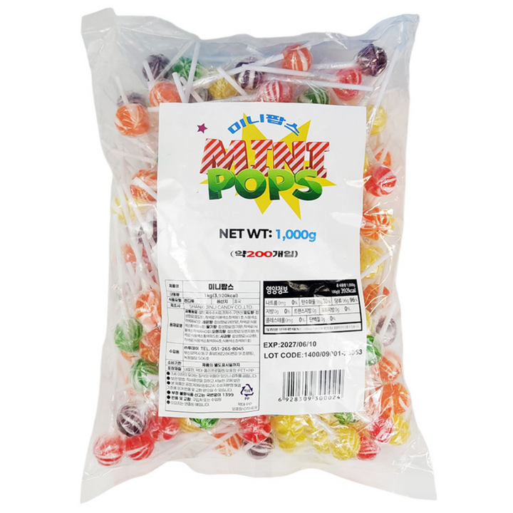 투데이 미니팝스 막대사탕, 1개, 1kg