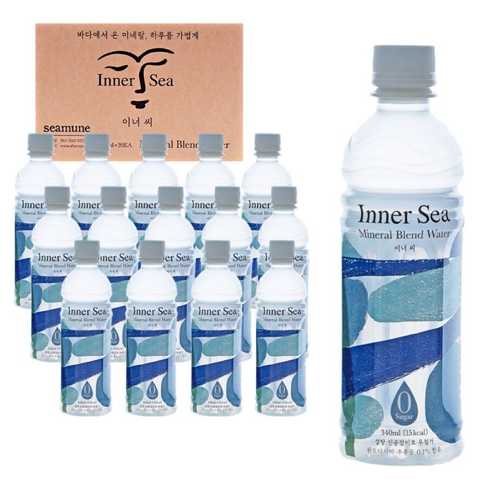 이너 씨 Inner Sea 바다 미네랄 수분 충전 달지 않은 제로 이온음료 완도바다 edition, 20개, 340ml