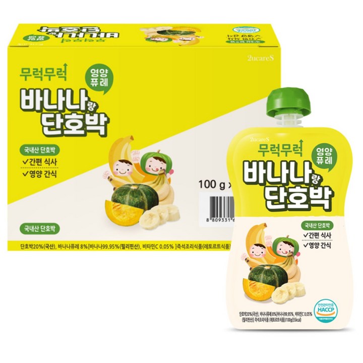 이유케어스 유아용 무럭무럭 과일퓨레 7p, 혼합맛(바나나/단호박), 1개, 700g