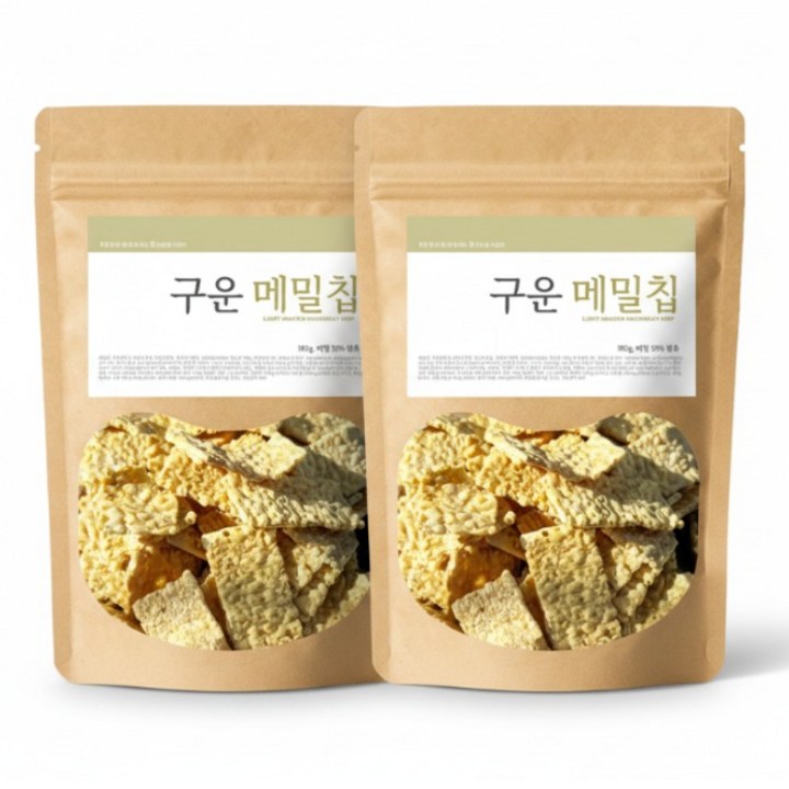경주천년상회 구운 황금 메밀칩 구운버큇칩 메밀과자 스낵 건강간식 국내가공, 2개, 180g