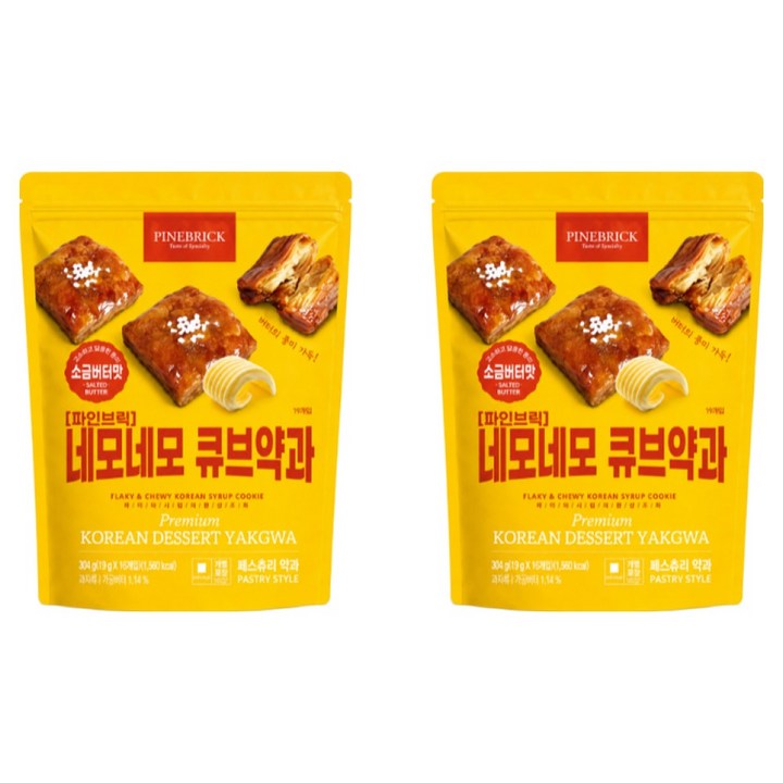 파인브릭 네모네모 큐브약과 소금버터맛, 304g, 2개