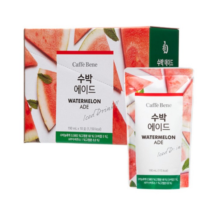 카페베네 수박에이드, 190ml, 10개