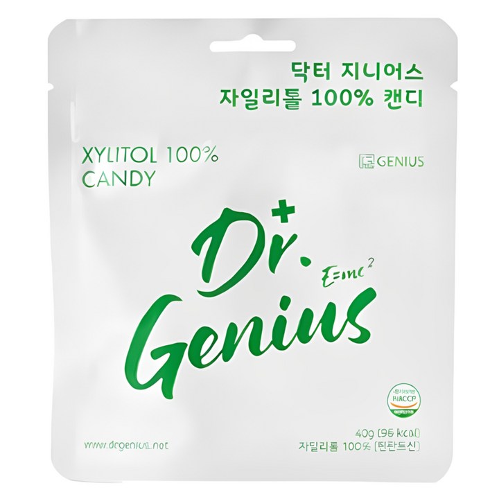 [양심치과입점] 닥터 지니어스 무설탕 자일리톨 100% 캔디 핀란드산, 40g, 3개