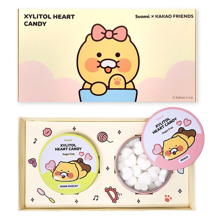 춘식이 자일리톨 하트 캔디 2종 선물세트 복숭아+샤인머스캣, 1세트, 80g
