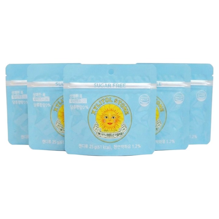 상쾌한 목 페퍼민트 부스터 자일리톨 스톤, 25g, 5개, 1개입