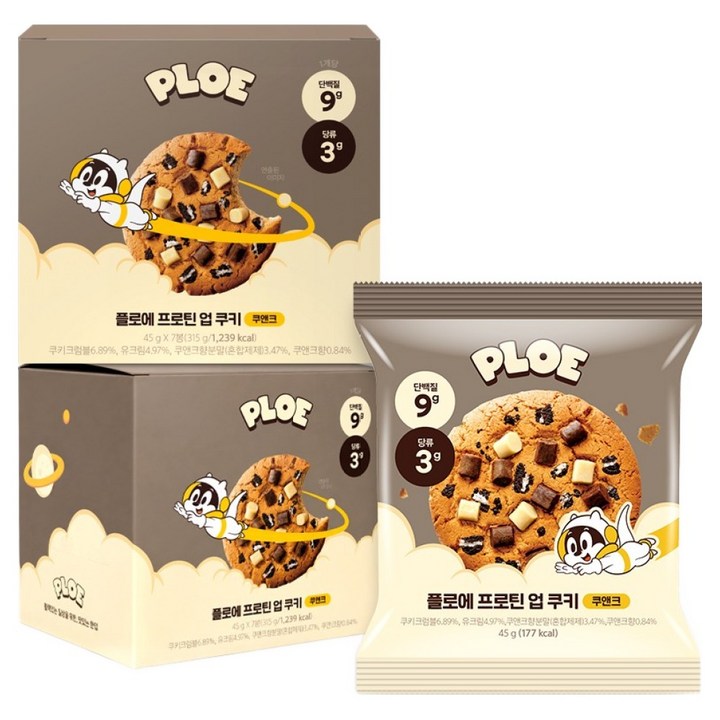 [당 3g대] 플로에 프로틴업 단백질 쿠키 쿠앤크, 1박스, 315g