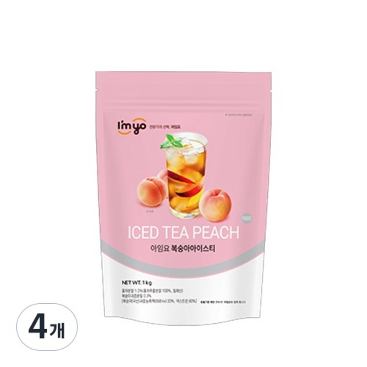 아임요 휴럼 복숭아 아이스티, 1kg, 1개입, 4개