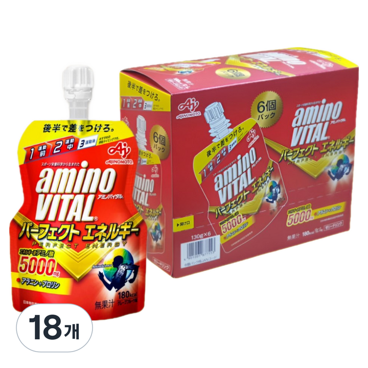 아미노바이탈 5000 퍼펙트 에너지젤 3박스( 박스당 6포 x 3 ), 130g, 에너지 퍼팩트 파워젤 18팩