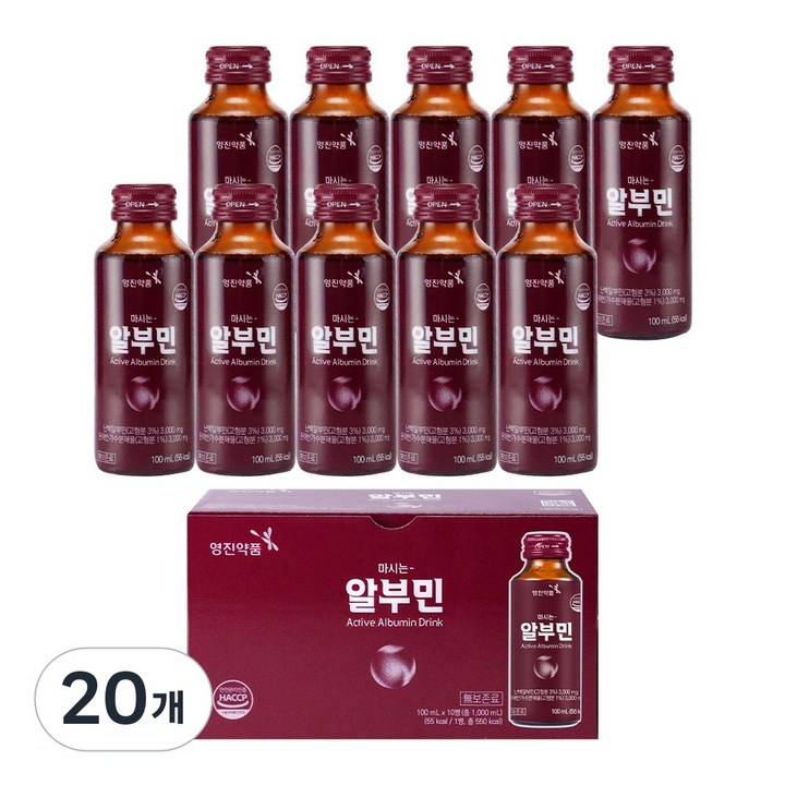 영진약품 마시는 알부민 단백질 보충 활력 케어 데일리 영양 음료, 100ml, 20개