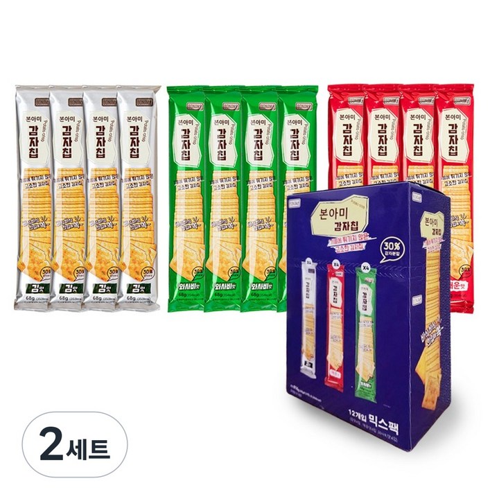 본아미 감자칩 3종 (와사비맛4개 김맛4개 매운맛4개)/최신제조, 2세트, 12g