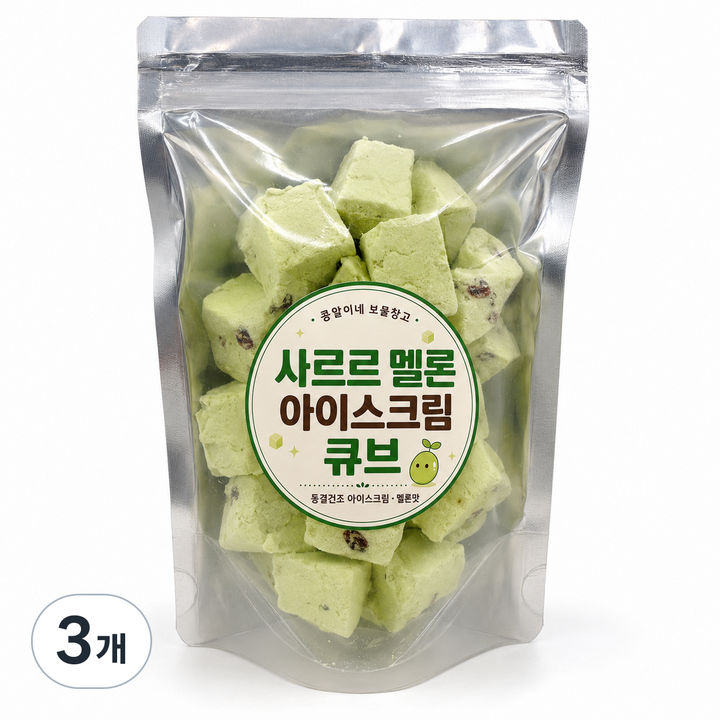 [콩알이네] 사르르 멜론 아이스크림 큐브, 3개, 100g