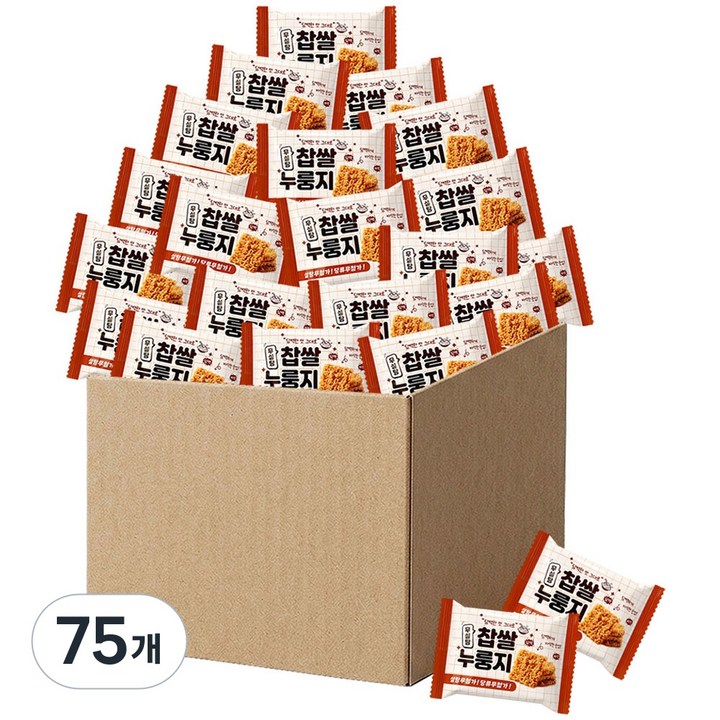 찹쌀 누룽지 무가당 고소하고 바삭한 개별포장 간식, 75개, 24g