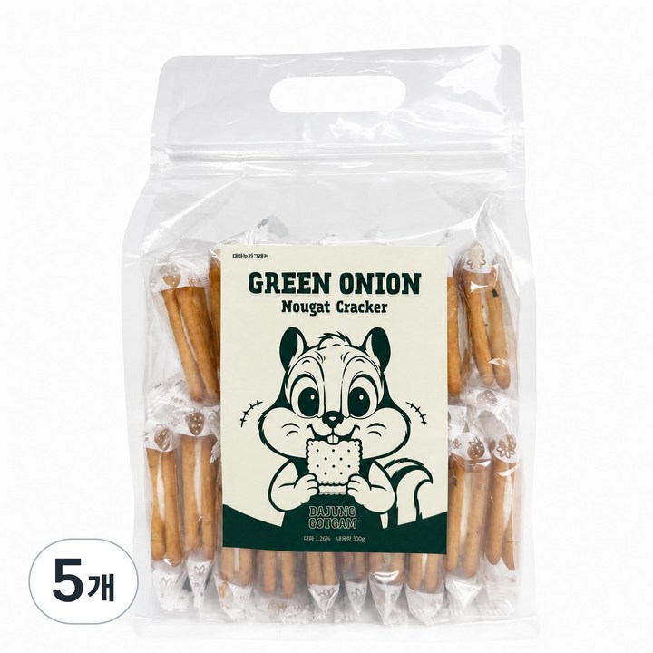 다정곳간 대파누가크래커 대만 쫀득쿠키 비스킷 개별포장, 5개, 300g