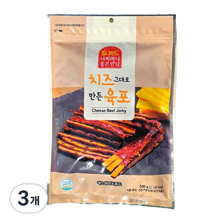 365일 너비아니 좋은만남 치즈육포, 500g, 3개