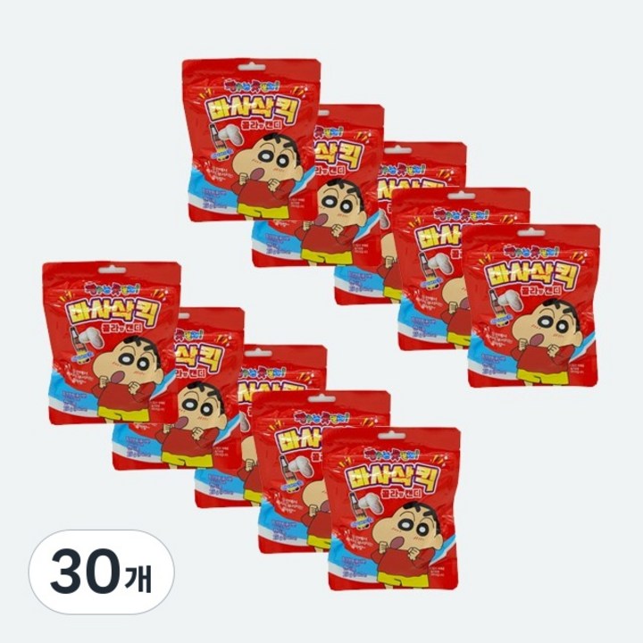 짱구는 못말려 바사삭킥 콜라향캔디 크런치사탕 편의점간식, 30개, 25g