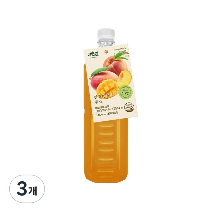 망고복숭아, 3개, 1L