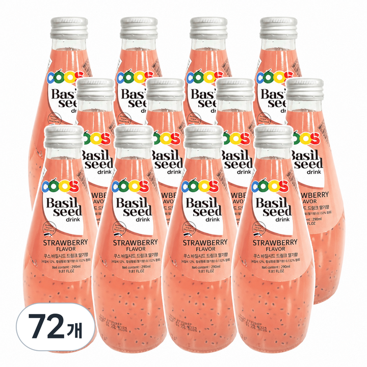쿠스 바질시드 드링크 딸기향, 72개, 290ml