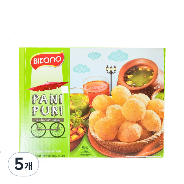 Bikano PANI PURI 파니프리 300g 비카노 인도 과자 INDIA FOOD SNACK 수입 프리파니 음식 식품 BICANO 파니 푸리 퍼리, 5개