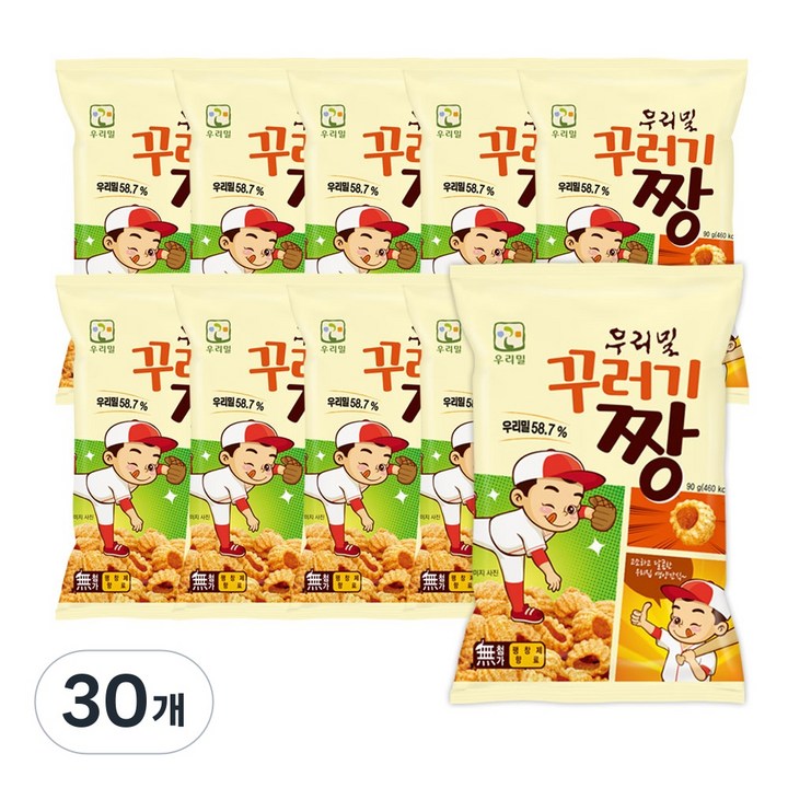 우리밀 꾸러기짱 스낵 과자, 90g, 30개