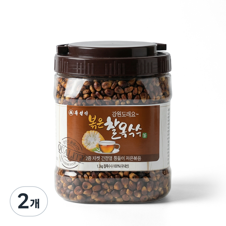 기름기 없이 볶은 국내산 고냉지 찰옥수수, 1.2kg, 2개