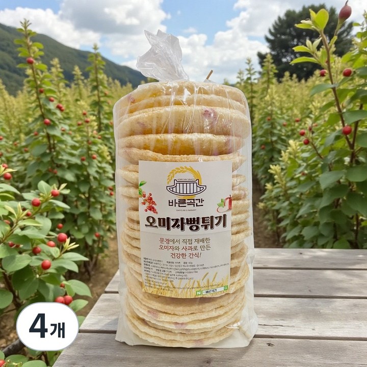 바른곡간 플리마켓 문경 오미자뻥튀기, 4개, 160g