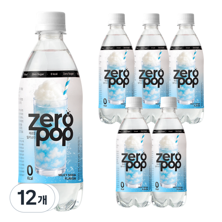 잇더핏 제로팝 밀키소다맛 애사비소다 제로 탄산음료, 12개, 500ml