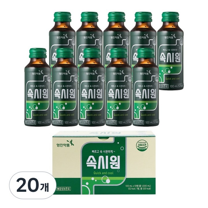 영진약품 속시원 식후 케어 소화 음료 상쾌한 컨디션 관리, 20개, 100ml