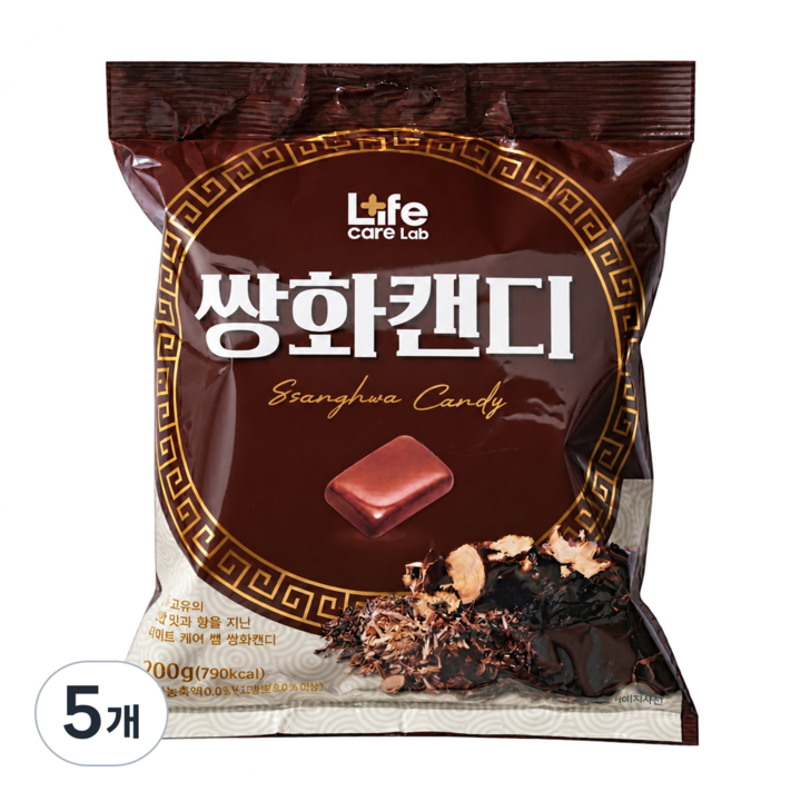 라이프케어랩 쌍화탕 캔디 건강 쌍화 목캔디 사탕 간식, 5개, 200g