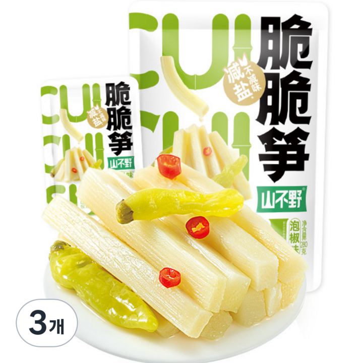 죽순 고추 절임 간식 개별포장, 3개, 280g