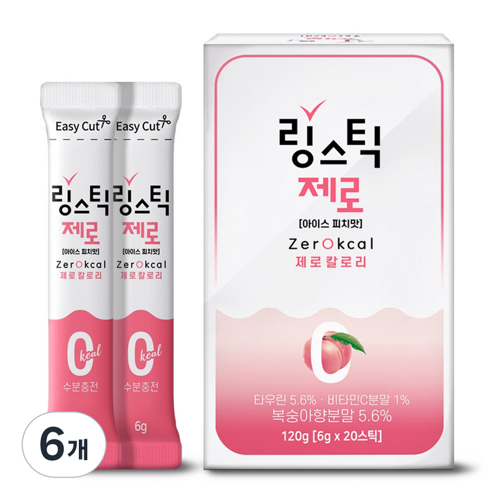 링스틱 제로 칼로리 아이스피치, 120g, 6개