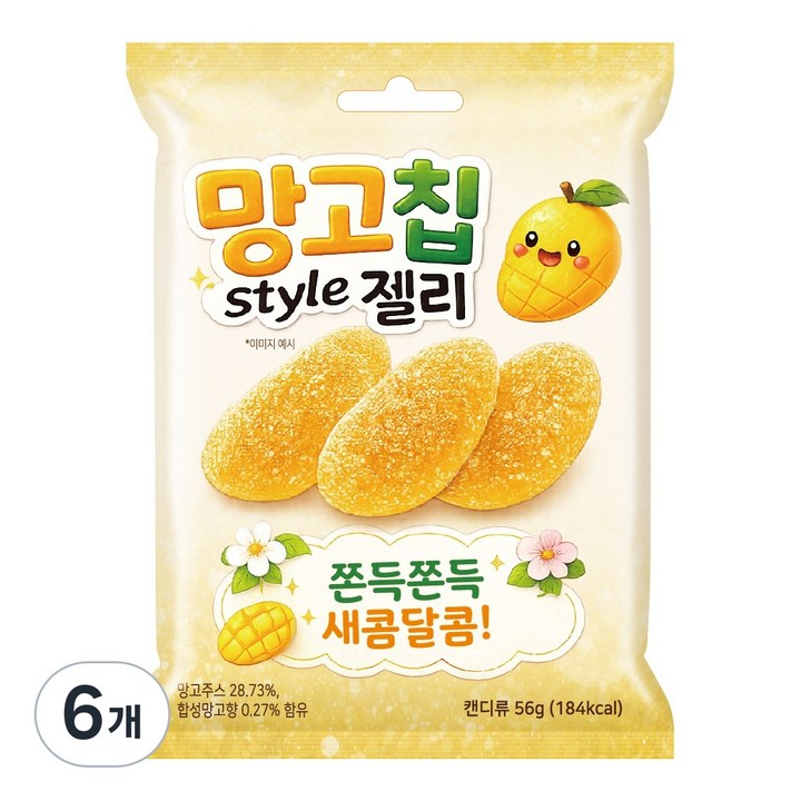 선우글로벌 망고칩 스타일 젤리, 6개, 56g