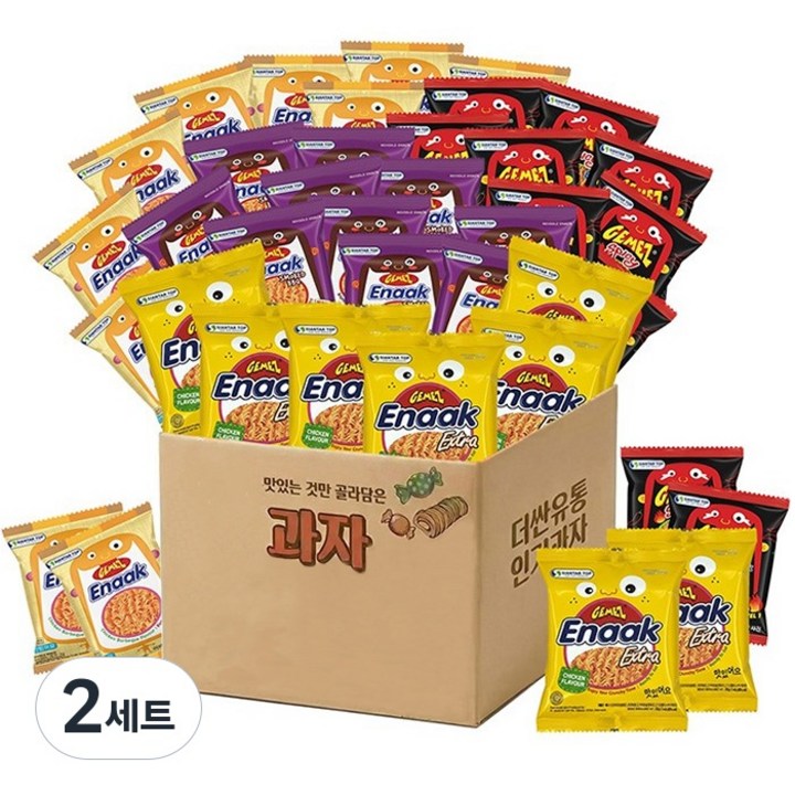 게메즈 에낙 4종 혼합 스파이시 치킨맛 스모크바베큐 엑스트라 38개입 개별포장, 2세트, 680g