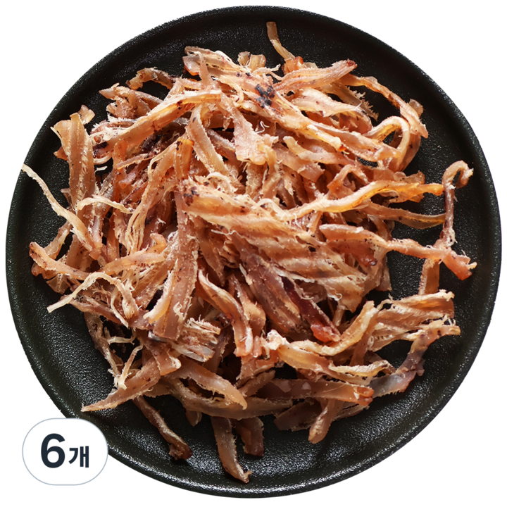 쫄깃한 오징어채 오징어포 오징어 슬라이스 맥주안주 술안주, 100g, 6개