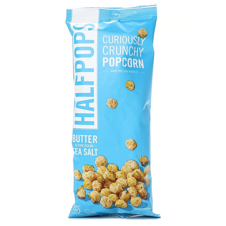 하프팝스 큐어리어슬리 크런치 팝콘 버터 & 씨 솔트, 128g, 1개