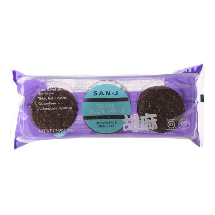 산제이 브라운 라이스 크래커 타마리 블랙 세서미, 105g, 1개